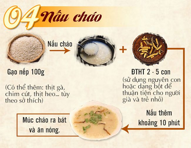 Sử dụng đông trùng hạ thảo để nấu cháo