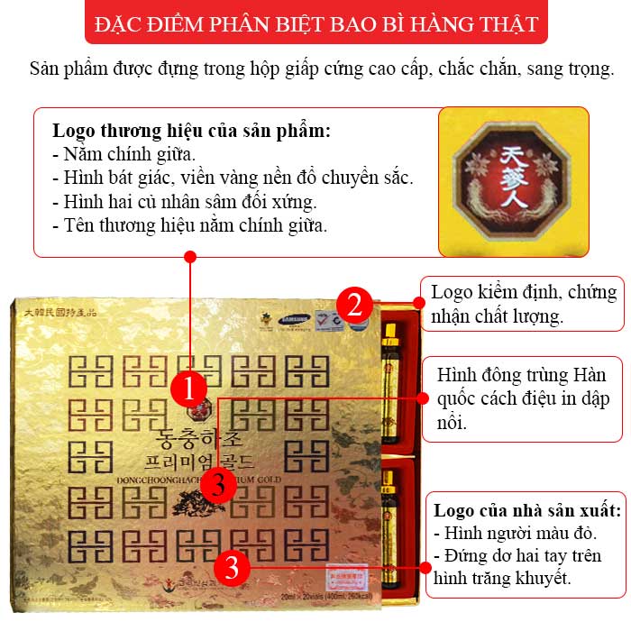 Đặc điểm nhận diện hộp tinh chất đông trùng hạ thảo chính hãng