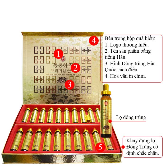 Bên trong hộp sản phẩm tinh chất đông trùng hạ thảo
