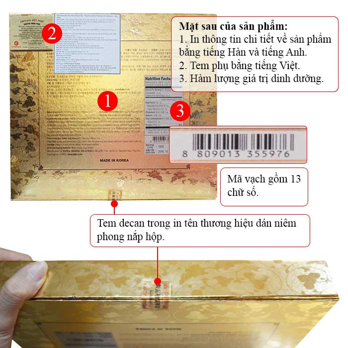 Mặt sau hộp tinh chất đông trùng hạ thảo Hàn Quốc