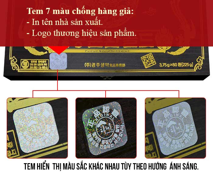 Tem chống hàng giả được dán trên hộp sản phẩm