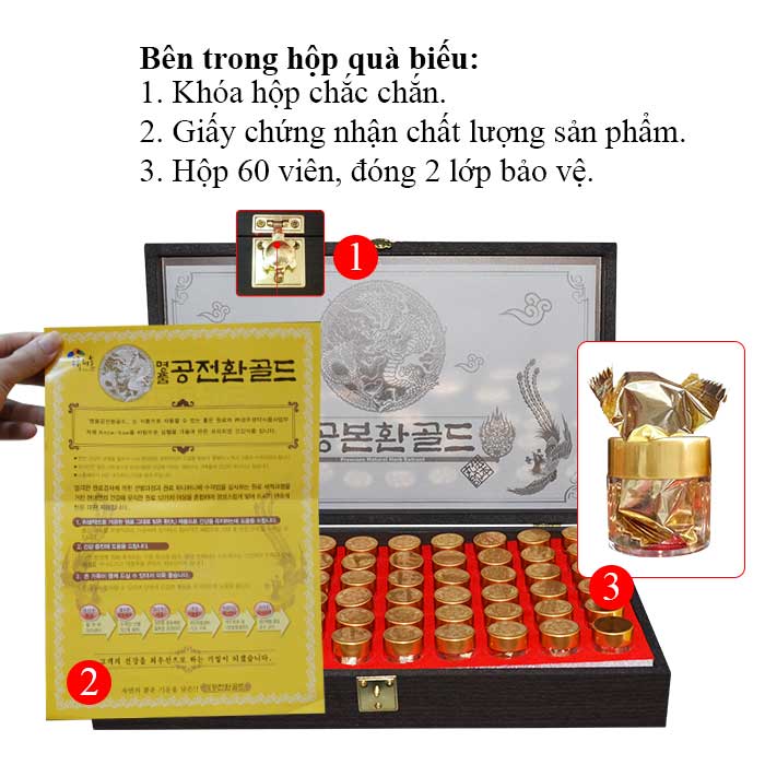 Bên trong hộp sản phẩm đông trùng hạ thảo 60 viên