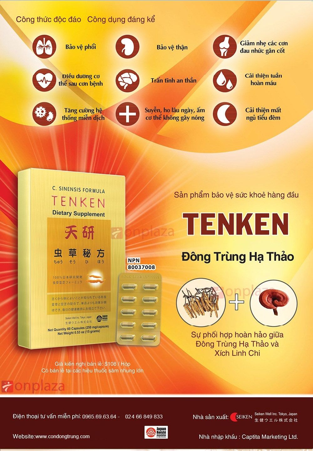 Tác dụng của viên đông trùng hạ thảo TenKen