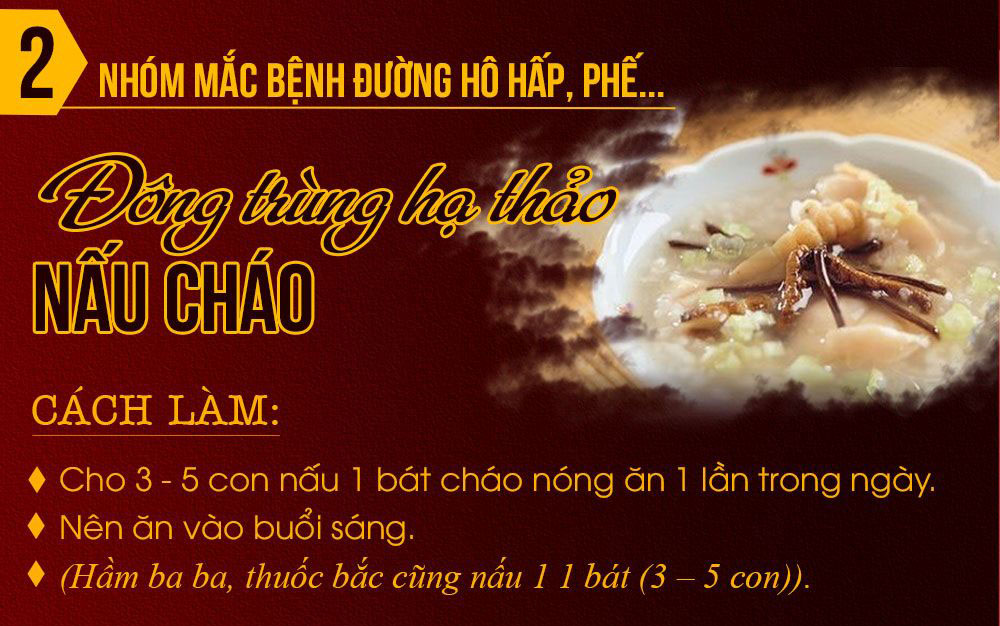Nấu cháo đông trùng hạ thảo tốt cho người mắc bệnh về hô hấp