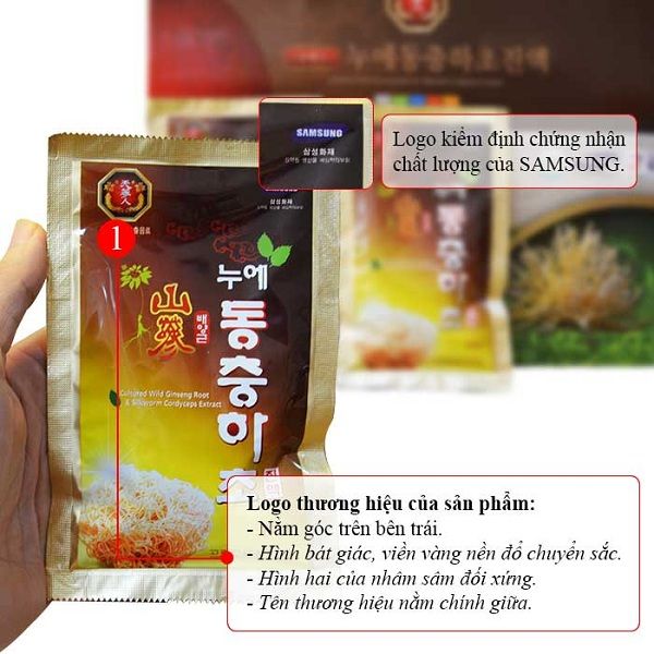 Túi đựng nước tinh chất đông trùng hạ thảo bên trong
