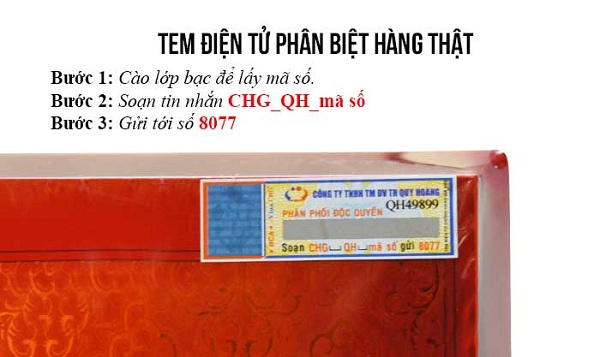 Tem chính hãng của nhà phân phối trên hộp sản phẩm