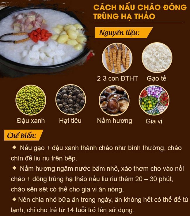 Cách nấu cháo đông trùng hạ thảo cho bé